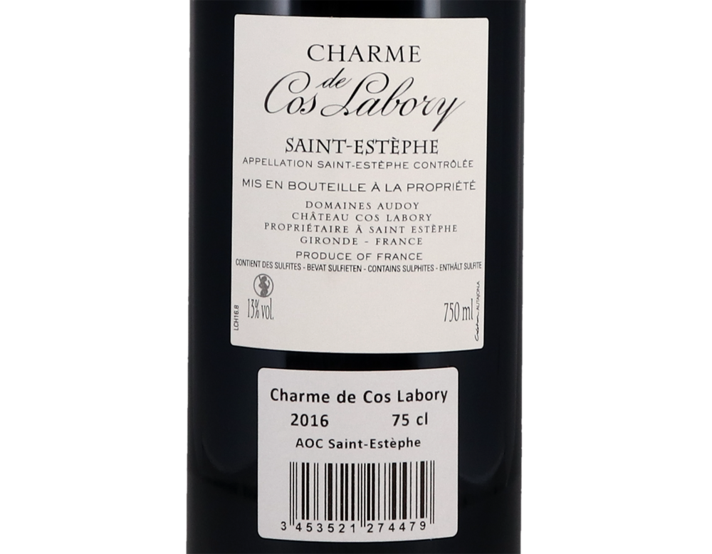 Wino francuskie Saint-Estèphe Le Charme de Cos Labory 2016
